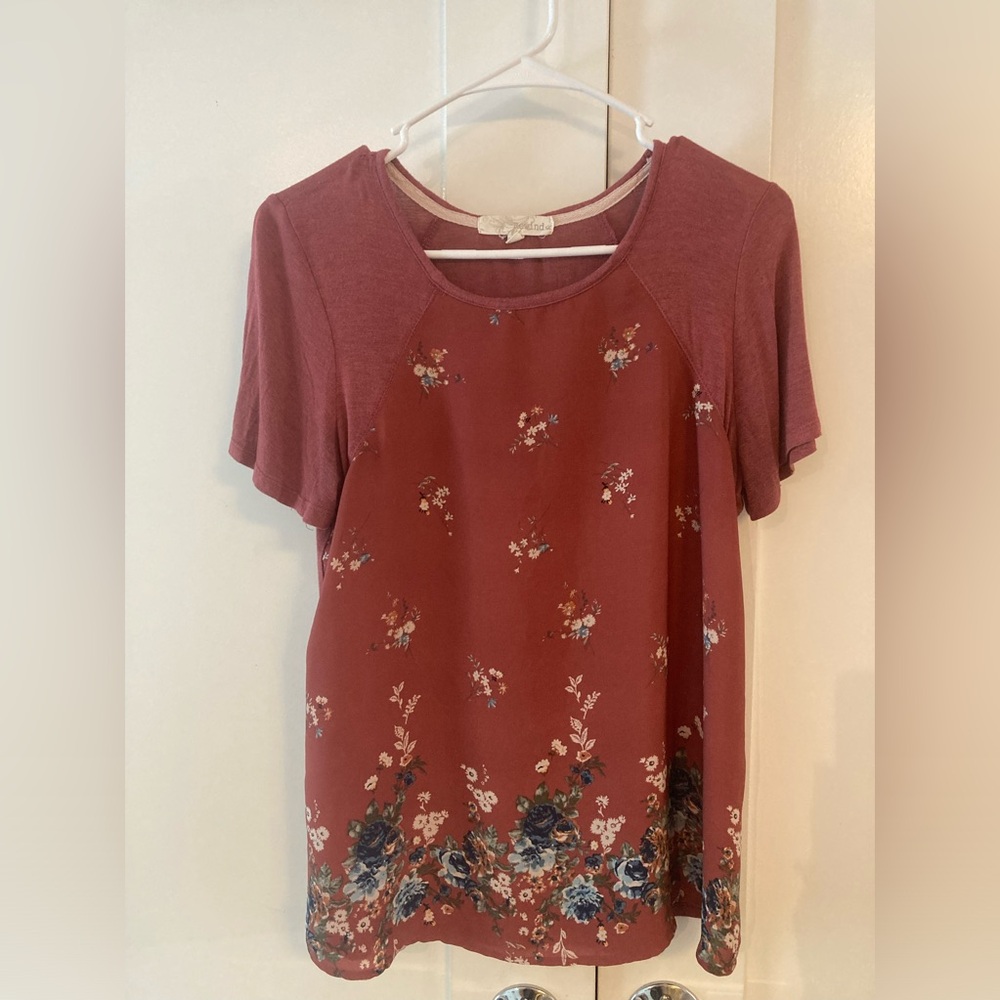 Rewind Size: Medium Orange/Rust Floral Blouse Flowly Fabric
